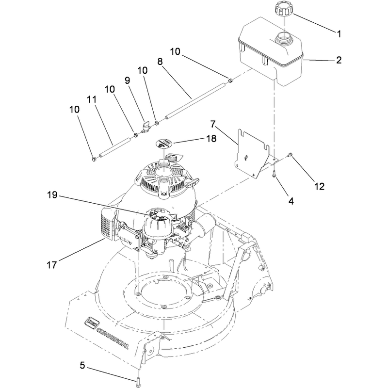 Engine and Fuel Tank Assembly
