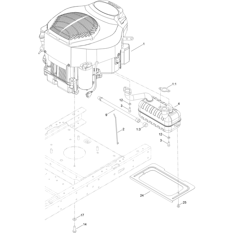 Engine and Muffler Assembly