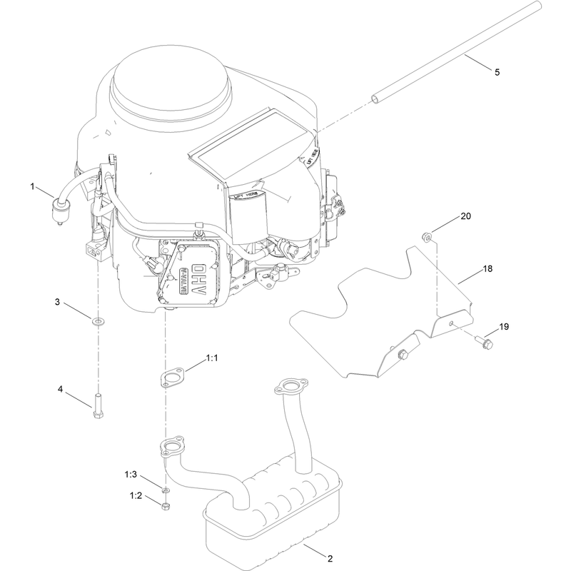 Engine and Muffler Assembly