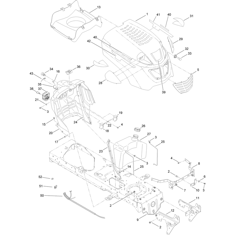 Fuel Tank Hood and Dash Assembly