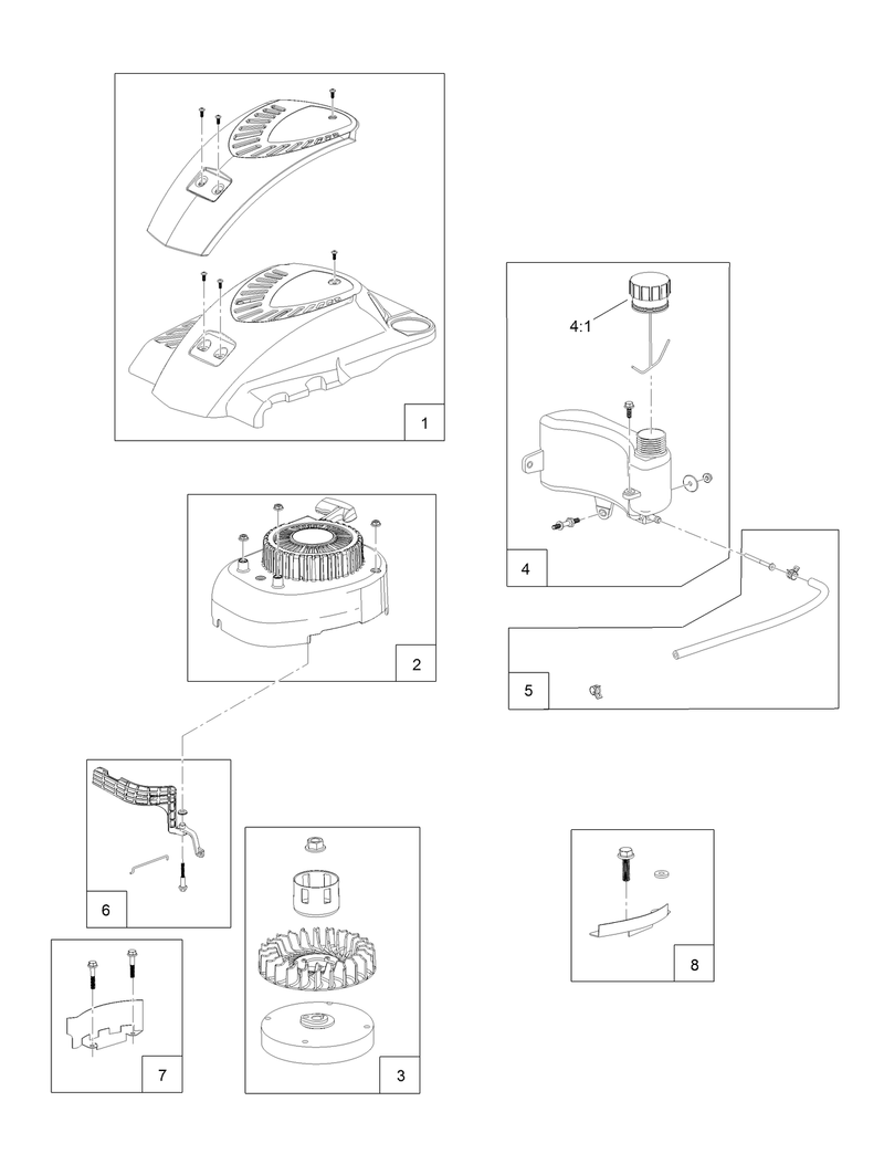 Shroud Flywheel and Fuel Tank Assembly