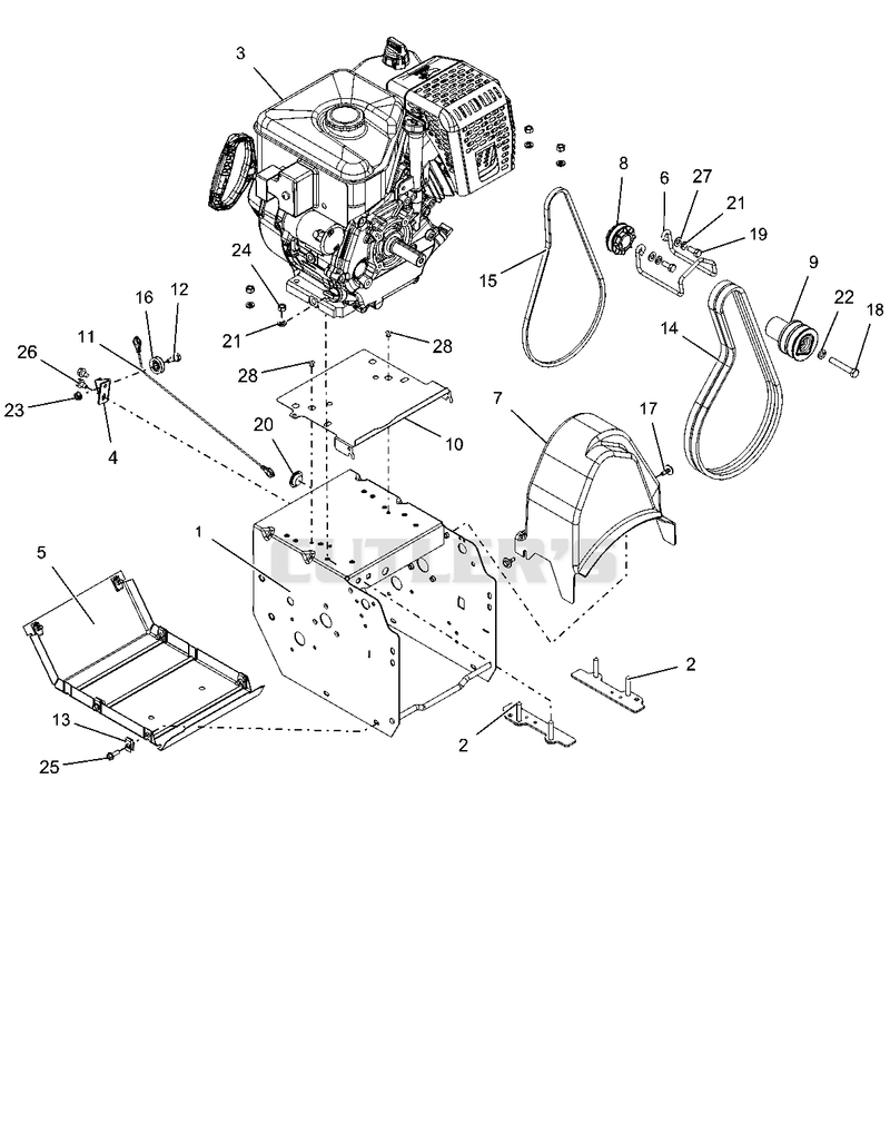 Engine, Frame, And Belt Drive