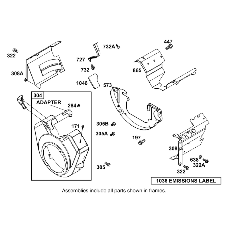 Blower Housing and Cover Assembly Briggs and Stratton 303447-1319-E1