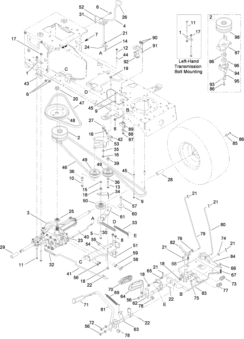 Transmission Brake and Traction Pedal Assembly