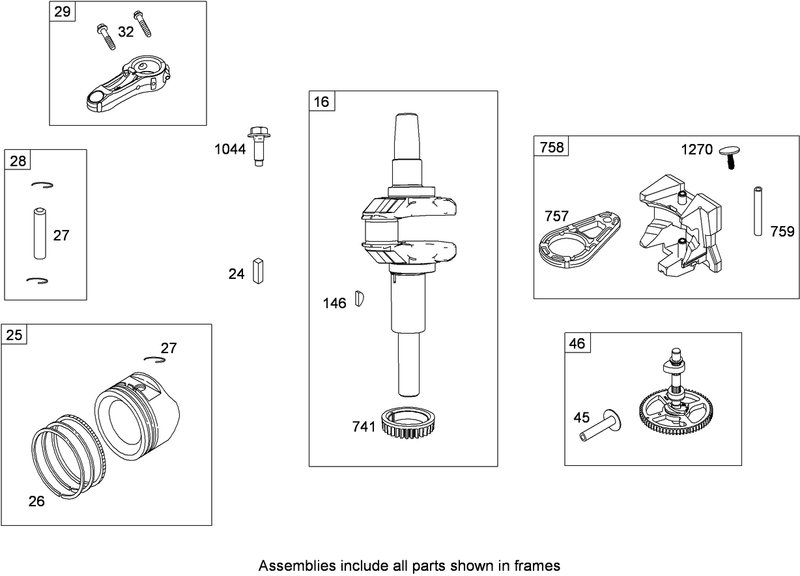 Crankshaft and PistonRing Assembly Briggs and Stratton 331777 0946 B2