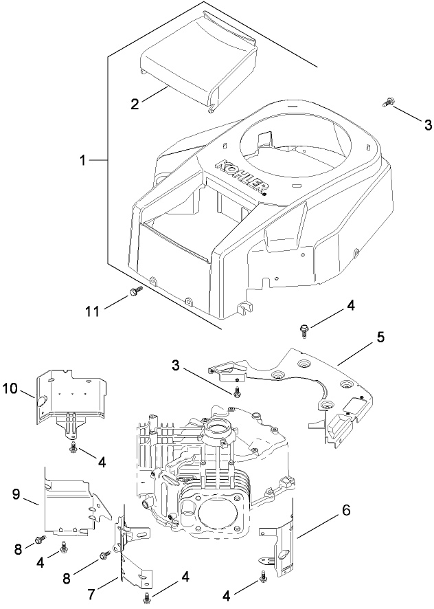Blower Housing and Baffle Assembly Kohler SV715 0016