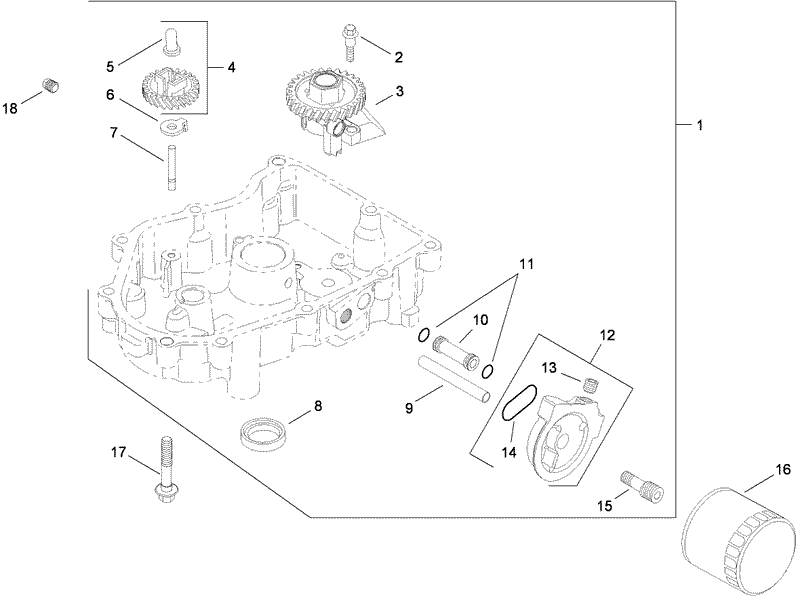 Oil Pan and Lubrication Assembly Kohler SV715 0016