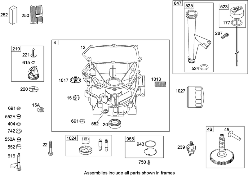 Crankcase Cover and Engine Sump Assembly Briggs and Stratton 407777 0550 B1