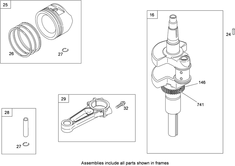 Crankshaft Piston Ring and Connecting Rod Assembly Briggs and Stratton 407777 0550 B1