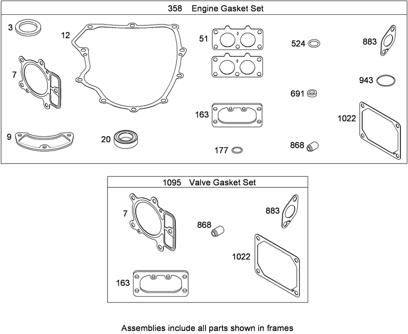 Engine and Valve Gasket Sets Briggs and Stratton 407777 0550 B1