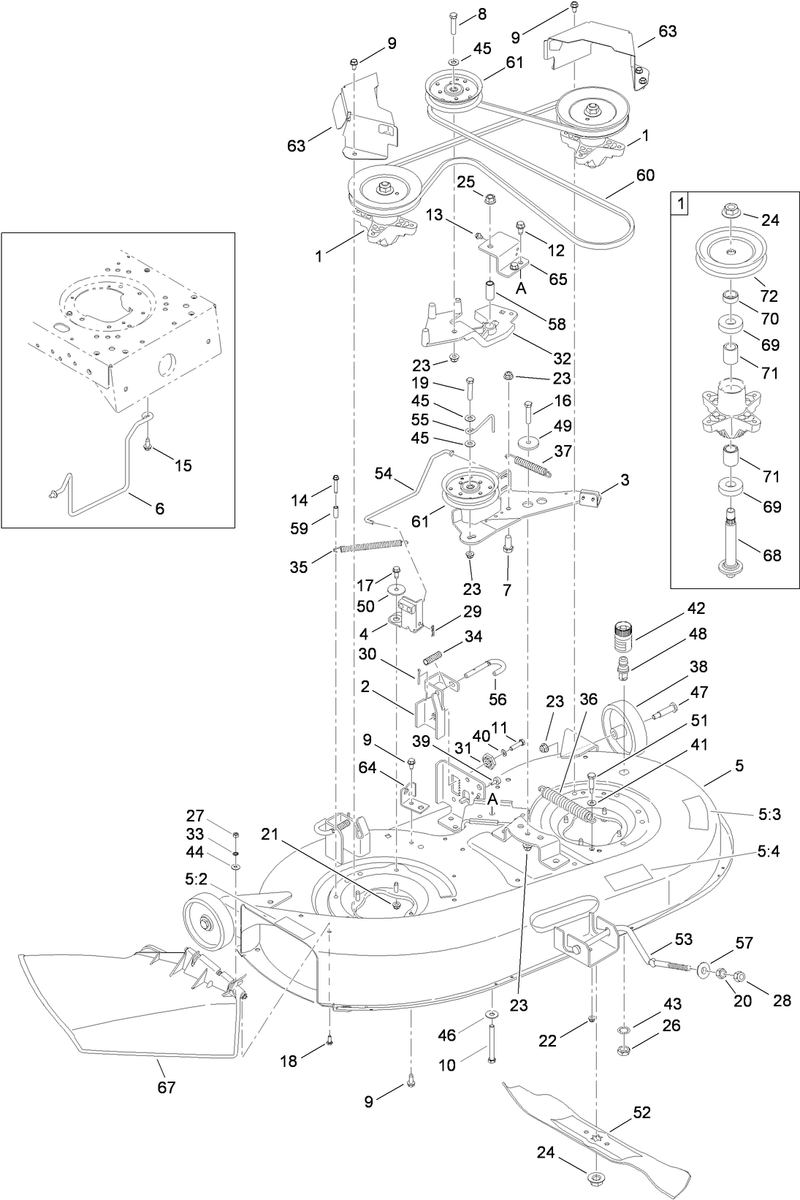 42 Inch Deck Spindle and Belt Drive Assembly