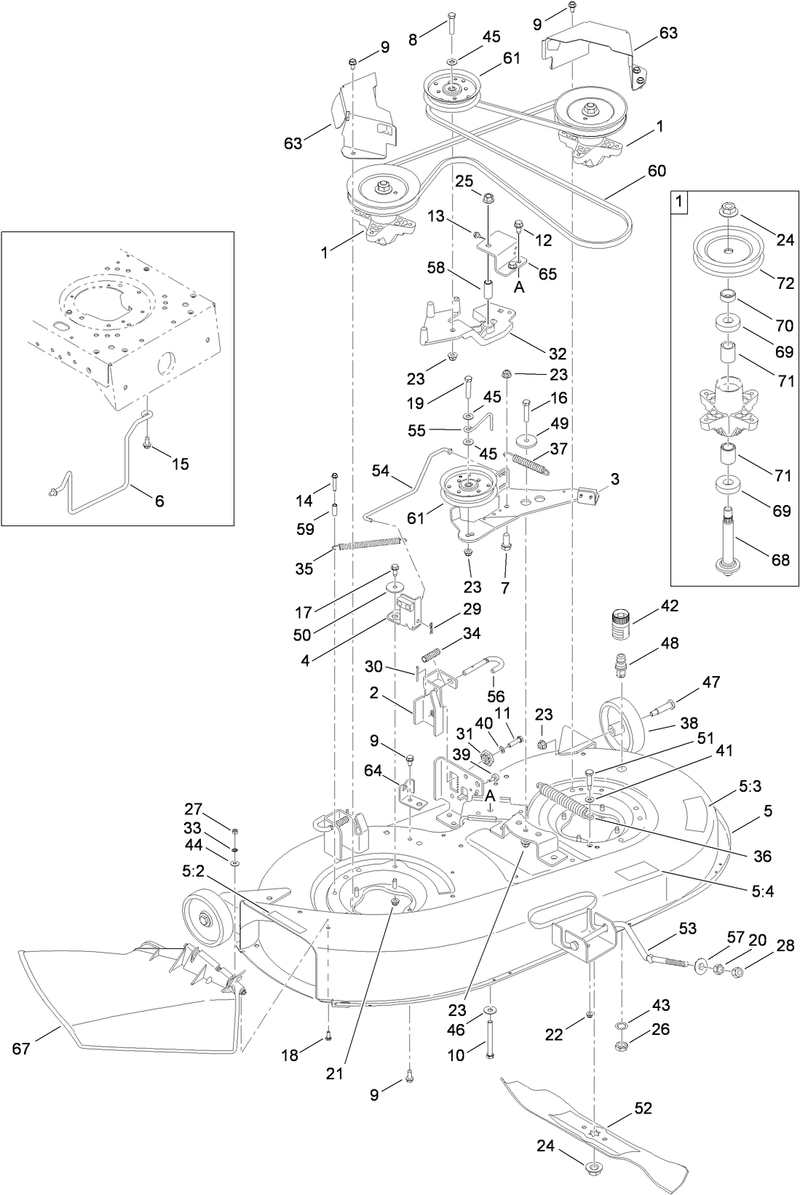 42 Inch Deck Spindle and Belt Drive Assembly