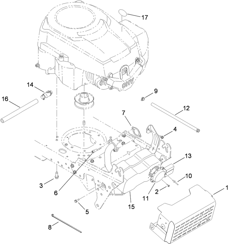 Muffler and Shield Assembly