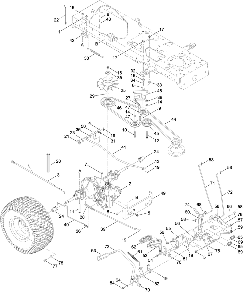 Transmission Belt and Control Pedal Assembly
