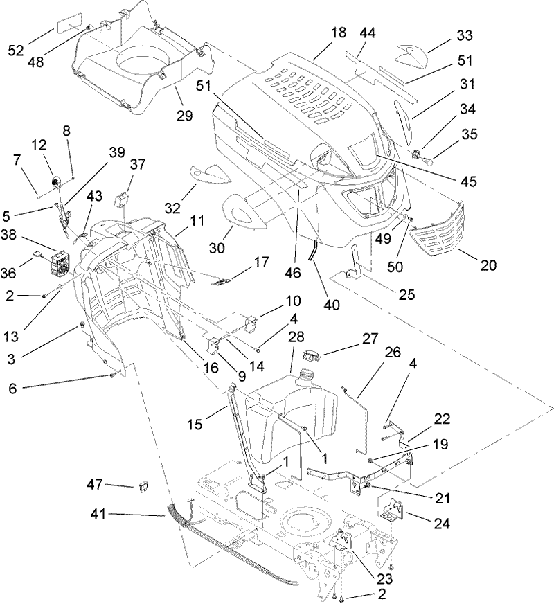 Fuel Tank and Hood Assembly