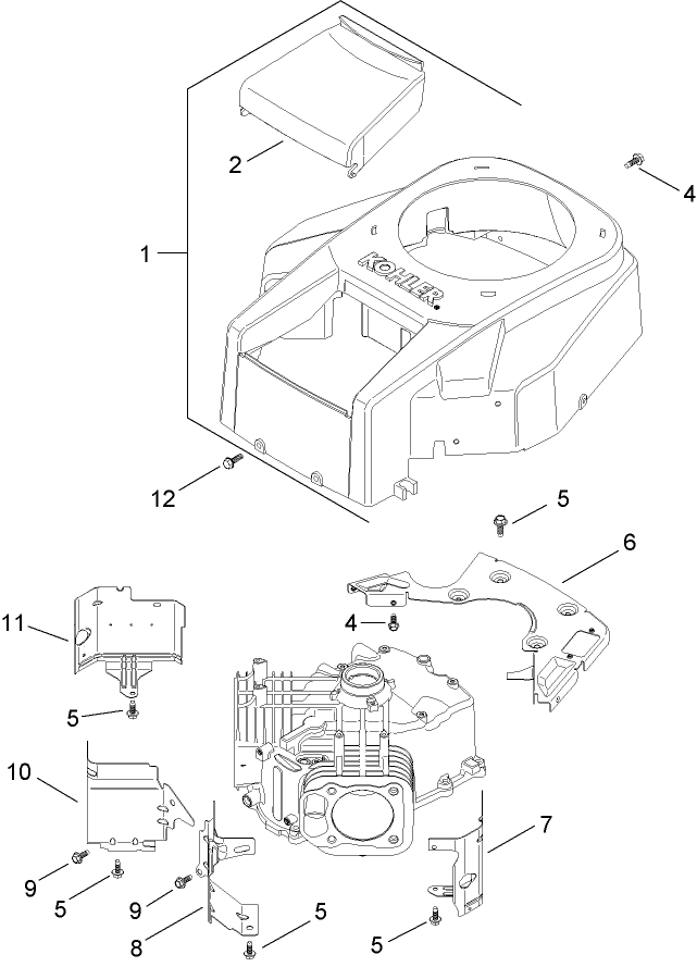 Blower Housing and Baffle Assembly Kohler SV720 0011