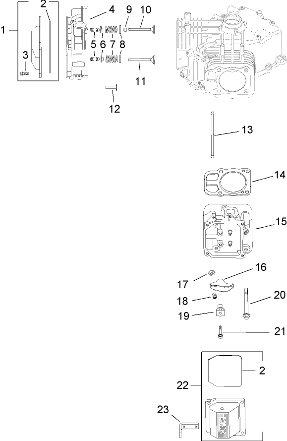 Head Valve and Breather Assembly Kohler SV720 0011
