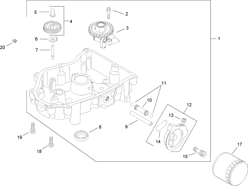 Oil Pan and Lubrication Assembly Kohler SV720 0011