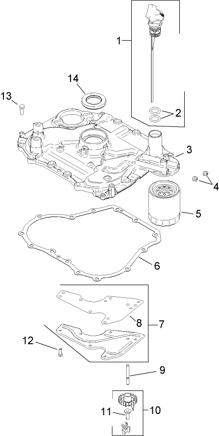 Oil Pan and Lubrication Assembly Kohler SV540 0019