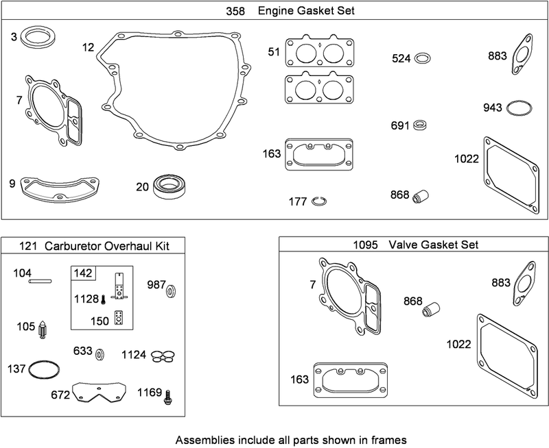 Engine Gasket and Carburetor Overhaul Kits Briggs and Stratton 407777 0550 E1