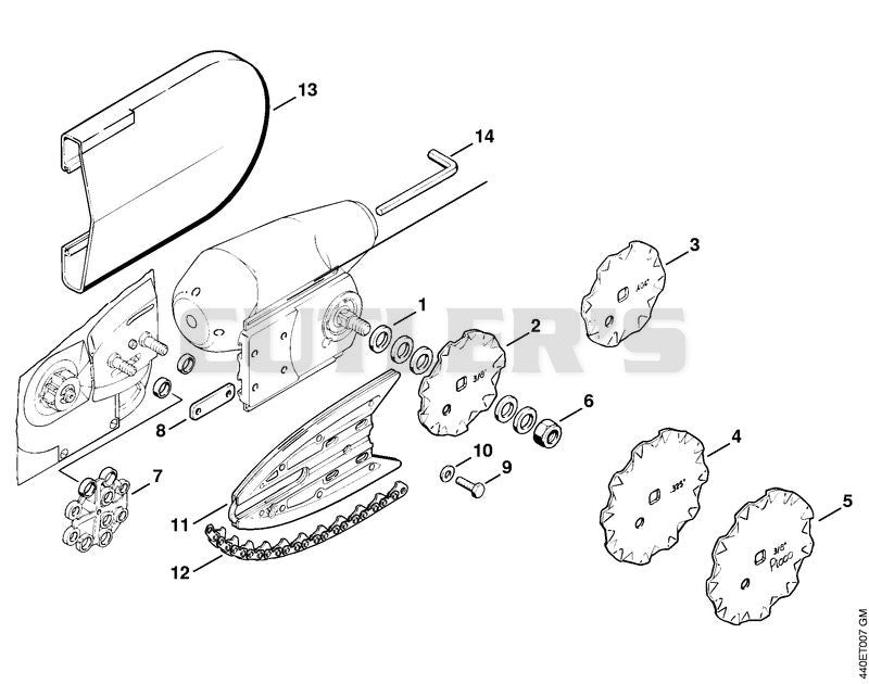 BT 311 Drive parts, Guide bar