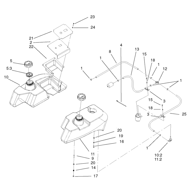 Tank and Fuel Line Assembly