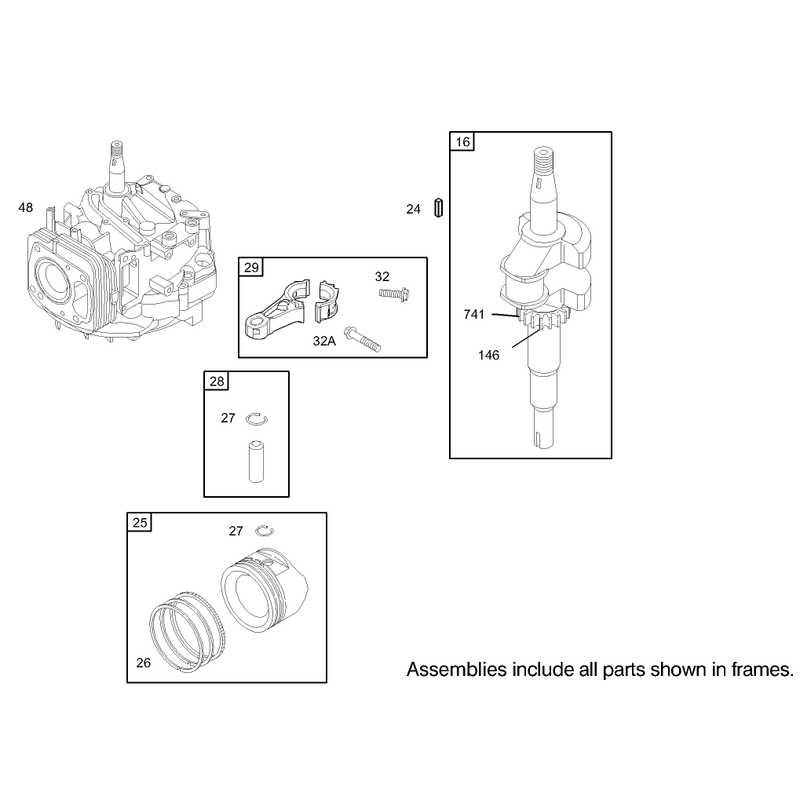 Crankshaft Assembly Briggs and Stratton Model 122607-0116-E1