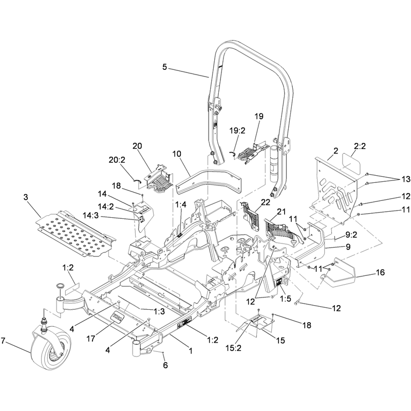 Front Frame and Caster Wheel Assembly
