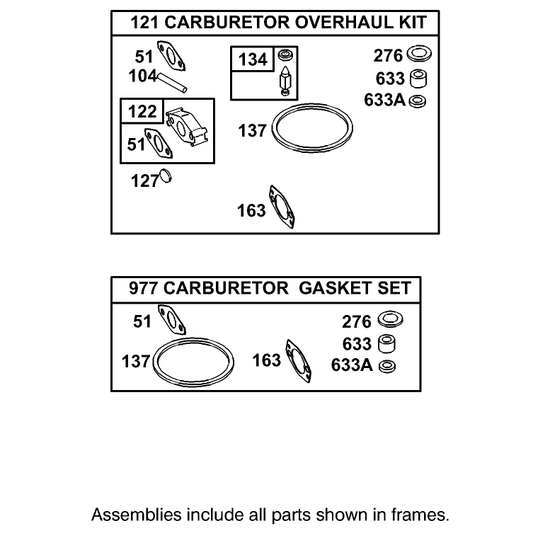 Carburetor Overhaul Kit Assembly Briggs and Stratton Model 110402-0218-E1