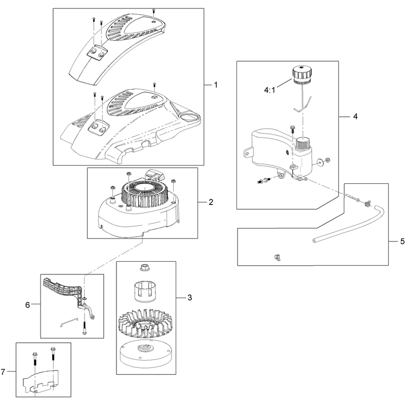 Shroud Flywheel and Fuel Tank Assembly