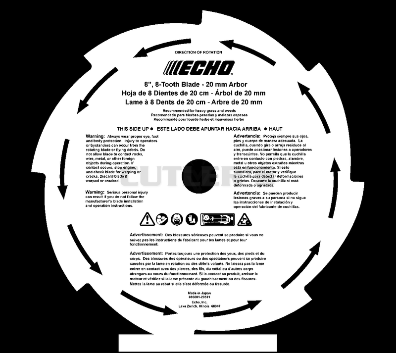 8", 8-Tooth Blade - 20 mm Arbor
