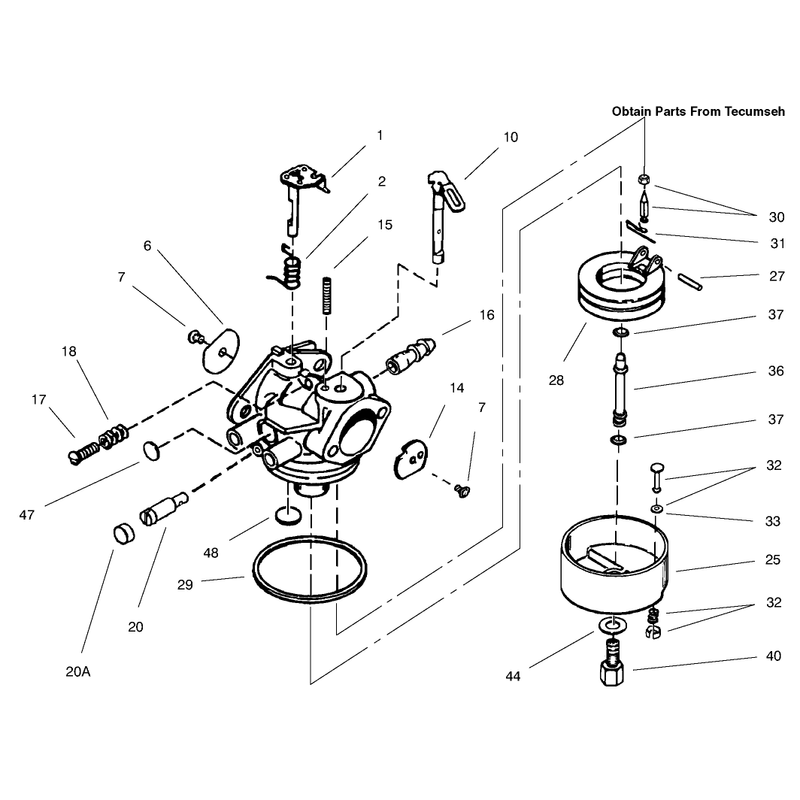 Carburetor Assembly No. 640052  Tecumseh HMSK-80 155723