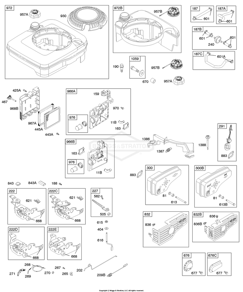 Air Cleaner, Controls, Exhaust System, Fuel Supply, Governor Spring
