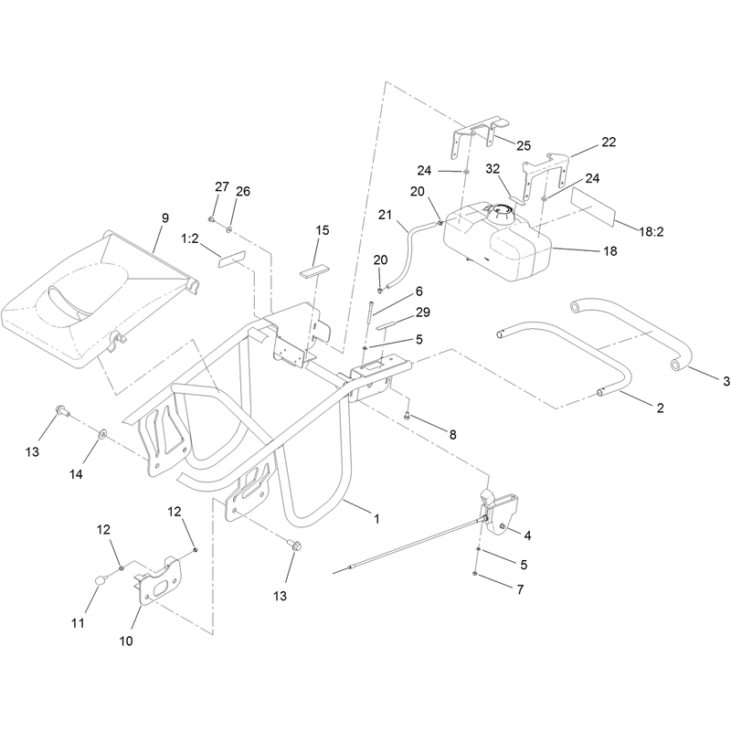 Frame Handle and Fuel Tank Assembly