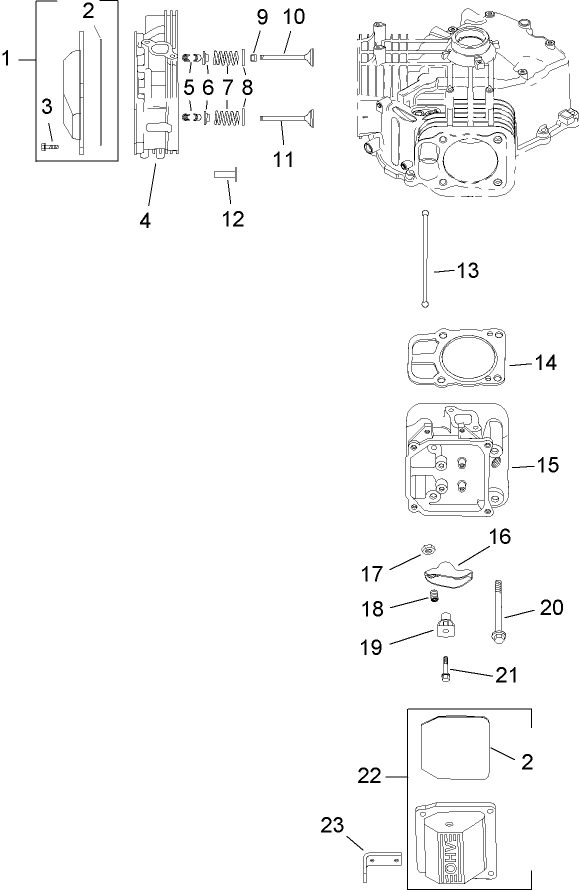 Head Valve and Breather Assembly Kohler SV735 0011