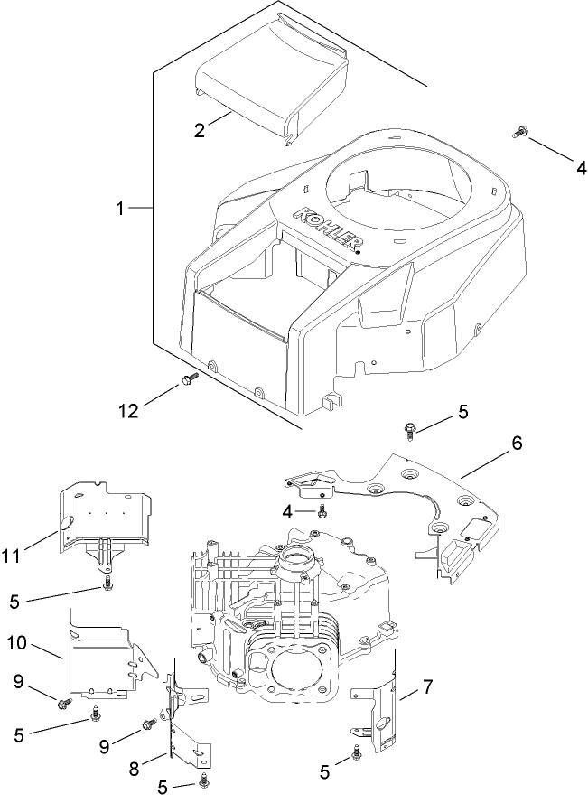 Blower Housing and Baffle Assembly Kohler SV735 0011
