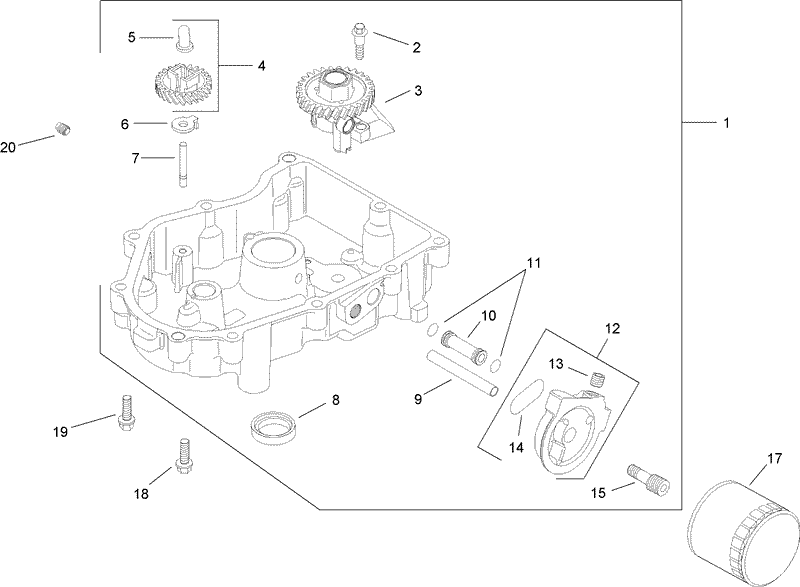 Oil Pan and Lubrication Assembly Kohler SV720 0017