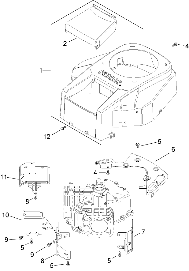 Blower Housing and Baffle Assembly Kohler SV720 0017
