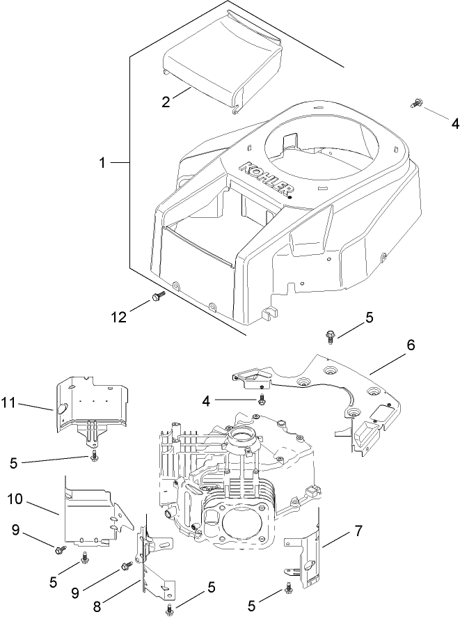 Blower Housing and Baffle Assembly Kohler SV730 0018