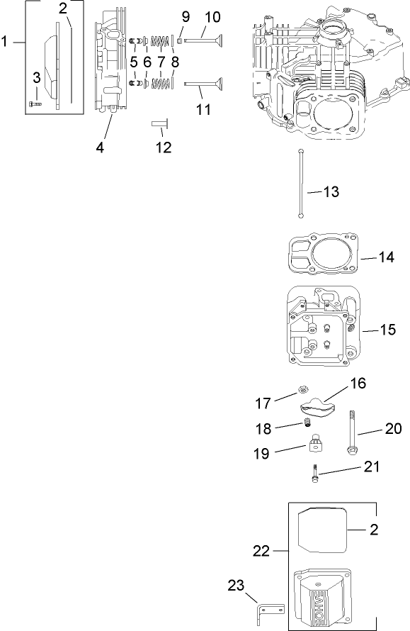 Head Valve and Breather Assembly Kohler SV730 0018