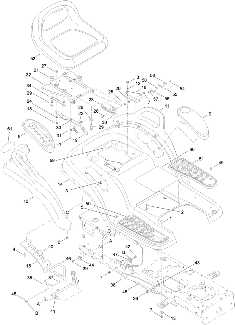 Seat Fender and Deck Lift Assembly