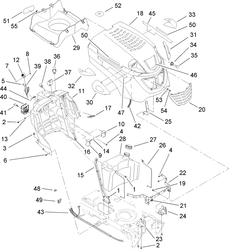 Fuel Tank and Hood Assembly