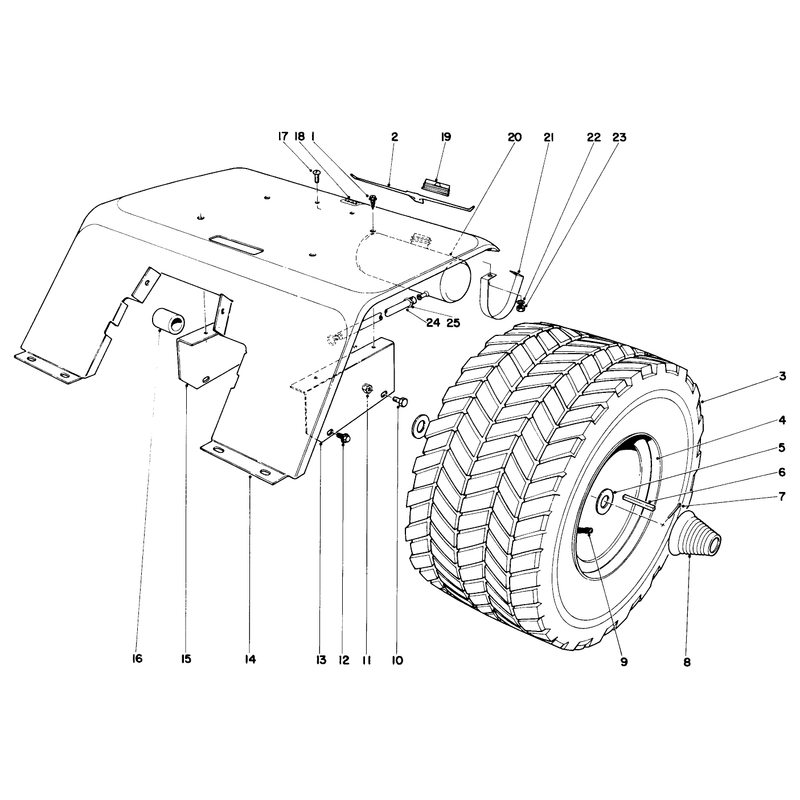 940 Rear Tire And Fender Assembly