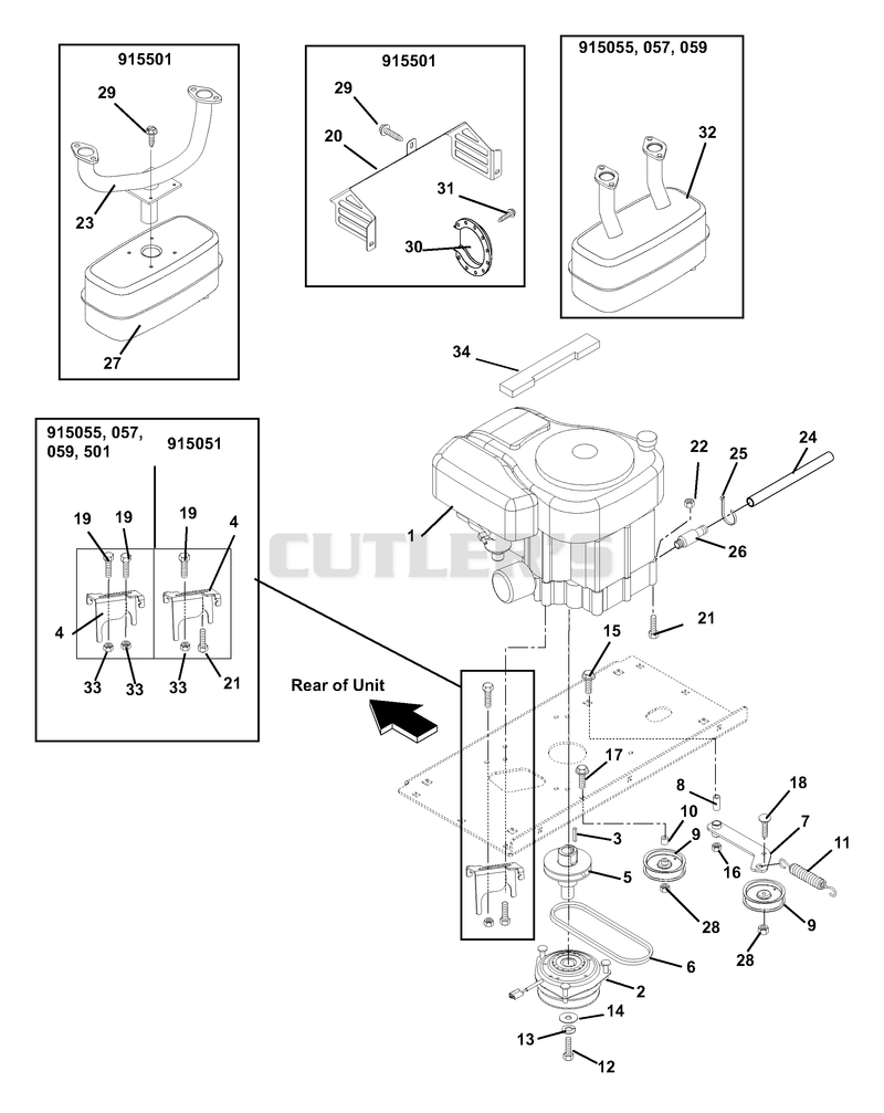 Engine, Exhaust, Belts And Idlers