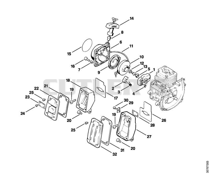 Rewind starter, Muffler