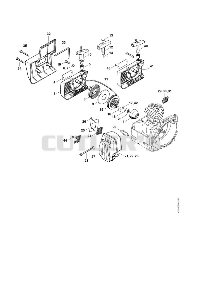Rewind starter, Muffler