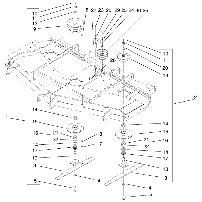 Deflector Spindle and Pulley Assembly