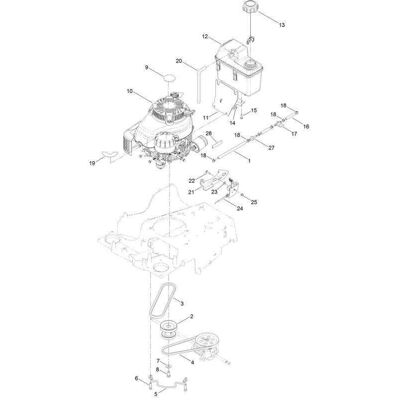 Engine and Fuel Tank Assembly