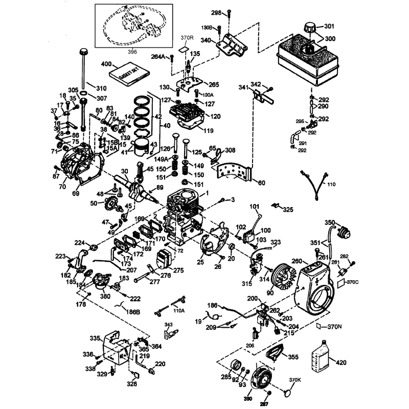 Engine Assembly No. 2  Tecumseh HMSK80-155645V (Model No. 38053 only)
