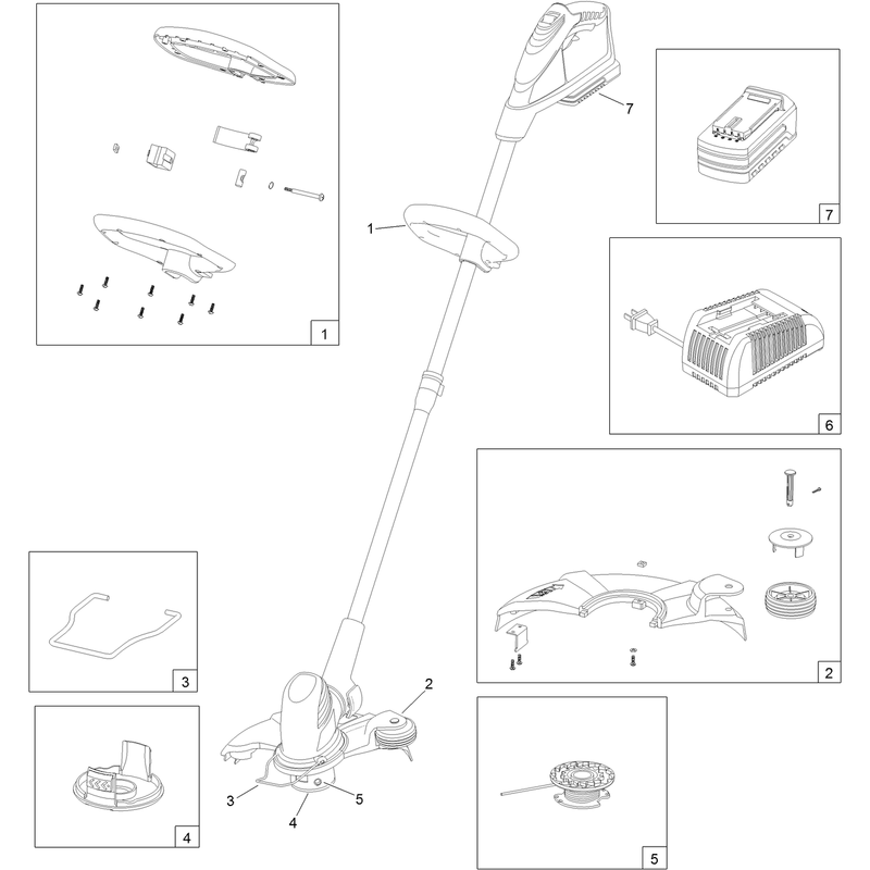 12in Cordless Single-Line Trimmer Assembly